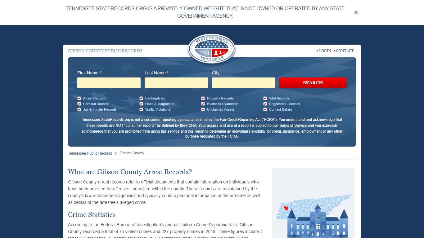 Gibson County Arrest, Court, and Public Records | StateRecords.org